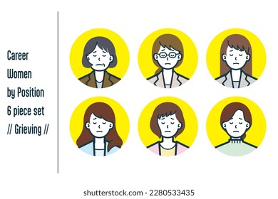 This is a set of illustrations of career women for each Grieving position.