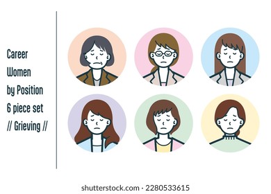 This is a set of illustrations of career women for each Grieving position.