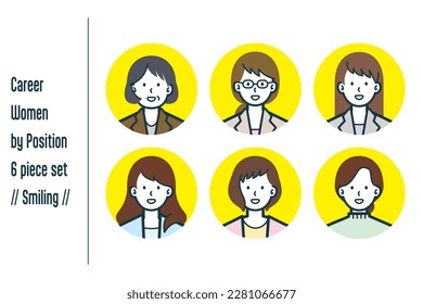 This is a set of illustrations of career women for each Smiling position.