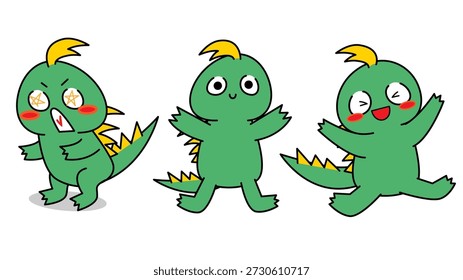 This is a set of illustrations of a Chupacabra character expressing emotions through different poses.