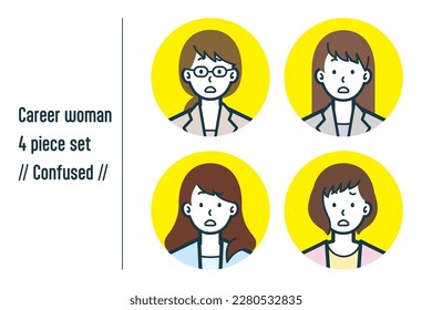 Dies ist eine Reihe von Illustrationen einer verwirrten Karriere Frau.