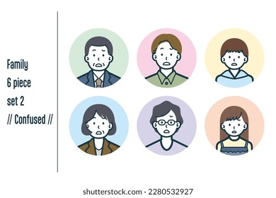 Este es un conjunto de ilustraciones de una familia confusa de tres generaciones.