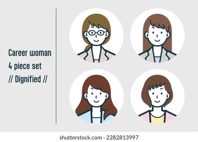 This is a set of illustrations of a dignified career woman.