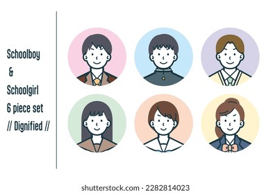 Dies ist eine Reihe von Illustrationen von würdevollen männlichen und weiblichen Studenten.
