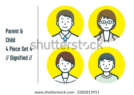 This is a set of illustrations of a dignified parent and child.
