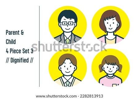 This is a set of illustrations of a dignified parent and child.