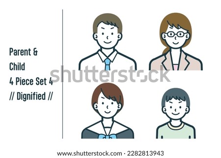 This is a set of illustrations of a dignified parent and child.