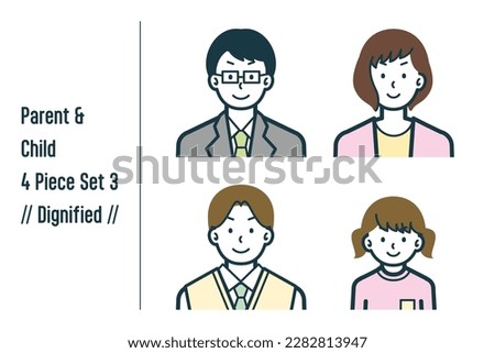 This is a set of illustrations of a dignified parent and child.