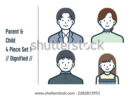 This is a set of illustrations of a dignified parent and child.