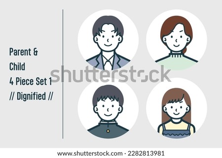This is a set of illustrations of a dignified parent and child.