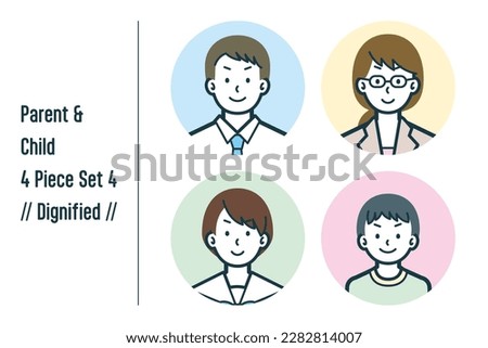 This is a set of illustrations of a dignified parent and child.