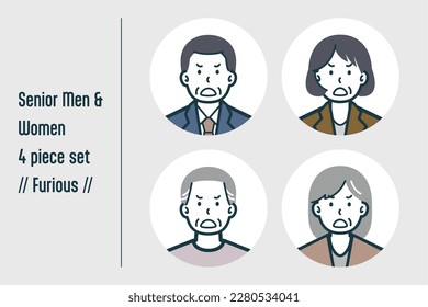 This is a set of illustrations of Furious senior men and women.