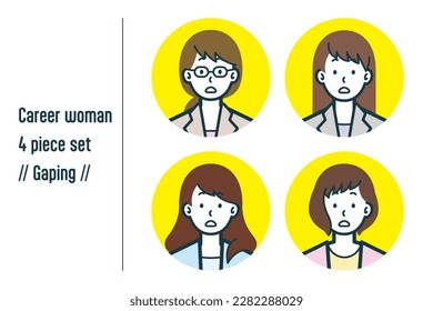 This is a set of illustrations of a Gaping career woman.