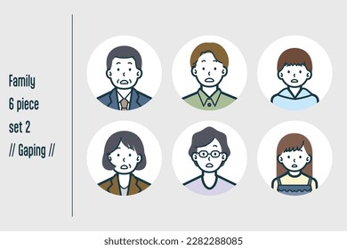 This is a set of illustrations of a Gaping three-generation family.