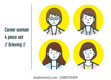 This is a set of illustrations of a Grieving career woman.