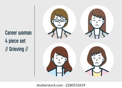 This is a set of illustrations of a Grieving career woman.