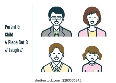 This is a set of illustrations of a Laugh parent and child.