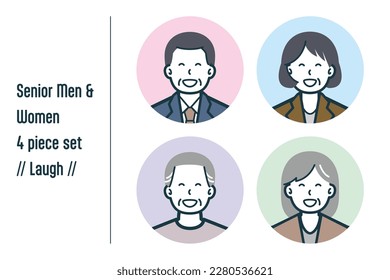 This is a set of illustrations of Laugh senior men and women.