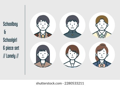 This is a set of illustrations of Lonely male and female students.