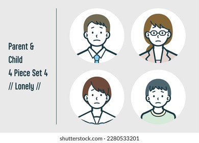 This is a set of illustrations of a Lonely parent and child.