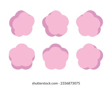 This is a set of illustrations made in 3D shapes in the shape of flowers from various angles.