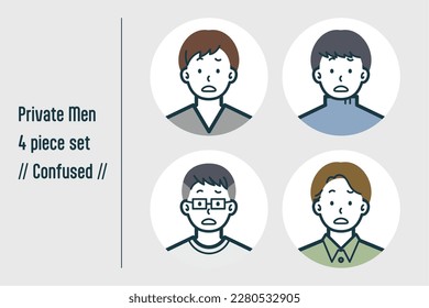 This is a set of illustrations of a man in Confused civilian clothes.