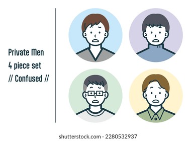 This is a set of illustrations of a man in Confused civilian clothes.