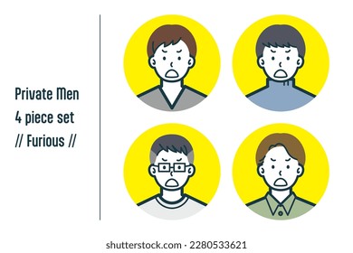 This is a set of illustrations of a man in Furious civilian clothes.