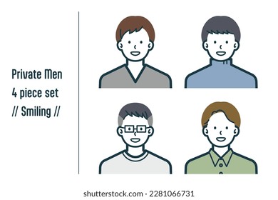 This is a set of illustrations of a man in Smiling civilian clothes.