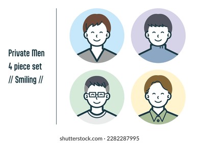 Este es un conjunto de ilustraciones de un hombre vestido de civil sonriente.