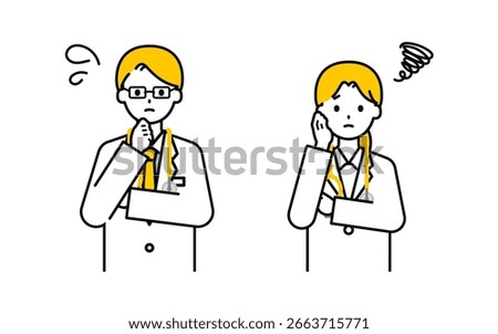 This is a set of illustrations of men and women with simple "Doctor".
