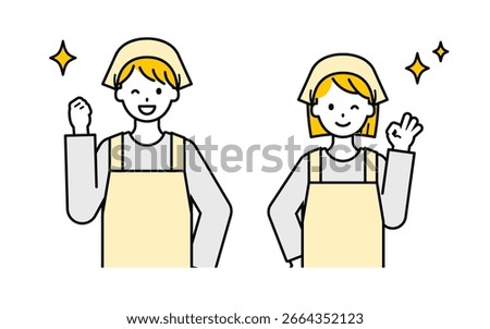 This is a set of illustrations of men and women with simple "part-time job".