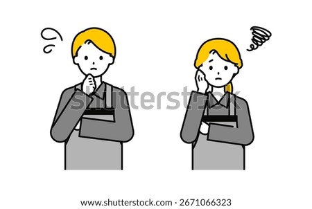 This is a set of illustrations of men and women with simple "Restaurant staff".