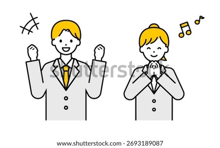 This is a set of illustrations of men and women with simple "student".