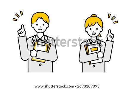 This is a set of illustrations of men and women with simple "student".