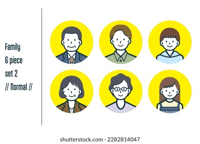 This is a set of illustrations of a normal three-generation family.