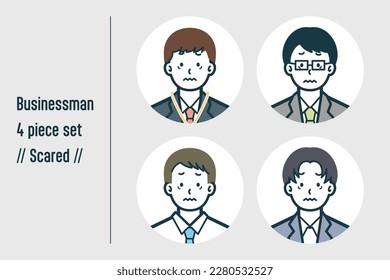 Este es un conjunto de ilustraciones de hombres de negocios asustado.