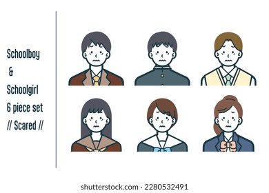 This is a set of illustrations of Scared male and female students.