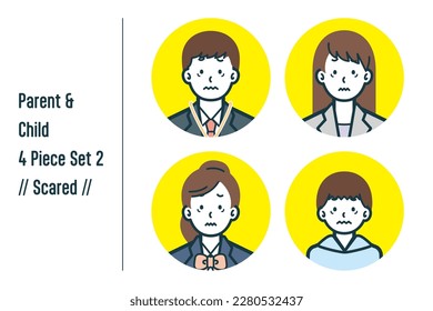 This is a set of illustrations of a Scared parent and child.