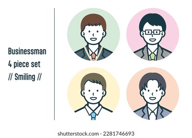 This is a set of illustrations of Smiling businessmen.