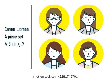 This is a set of illustrations of a Smiling career woman.