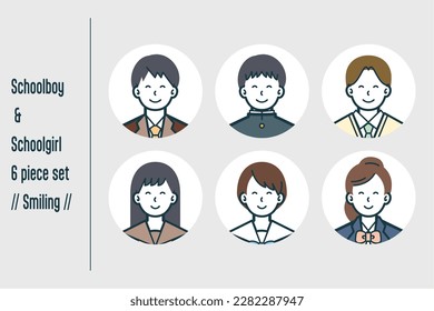 This is a set of illustrations of Smiling male and female students.