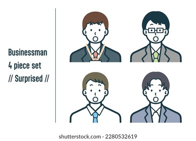 This is a set of illustrations of Surprised businessmen.