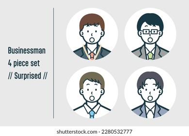 This is a set of illustrations of Surprised businessmen.