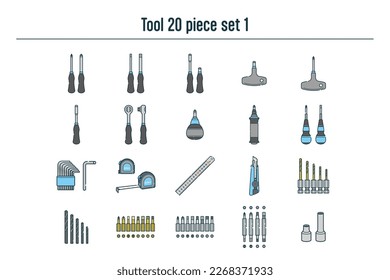 This is a set of illustrations of tools.