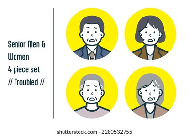 Este es un conjunto de ilustraciones de hombres y mujeres de alto rango con problemas.