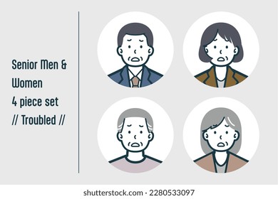 Este es un conjunto de ilustraciones de hombres y mujeres de alto rango con problemas.