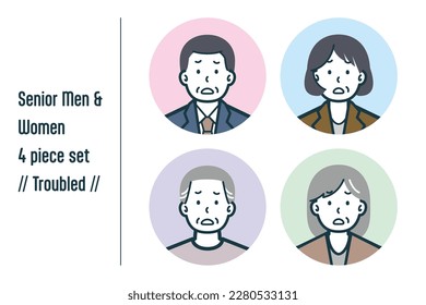 This is a set of illustrations of Troubled senior men and women.