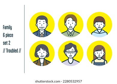 This is a set of illustrations of a Troubled three-generation family.