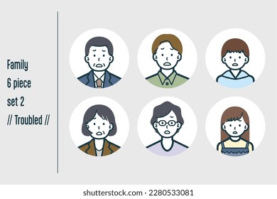 This is a set of illustrations of a Troubled three-generation family.